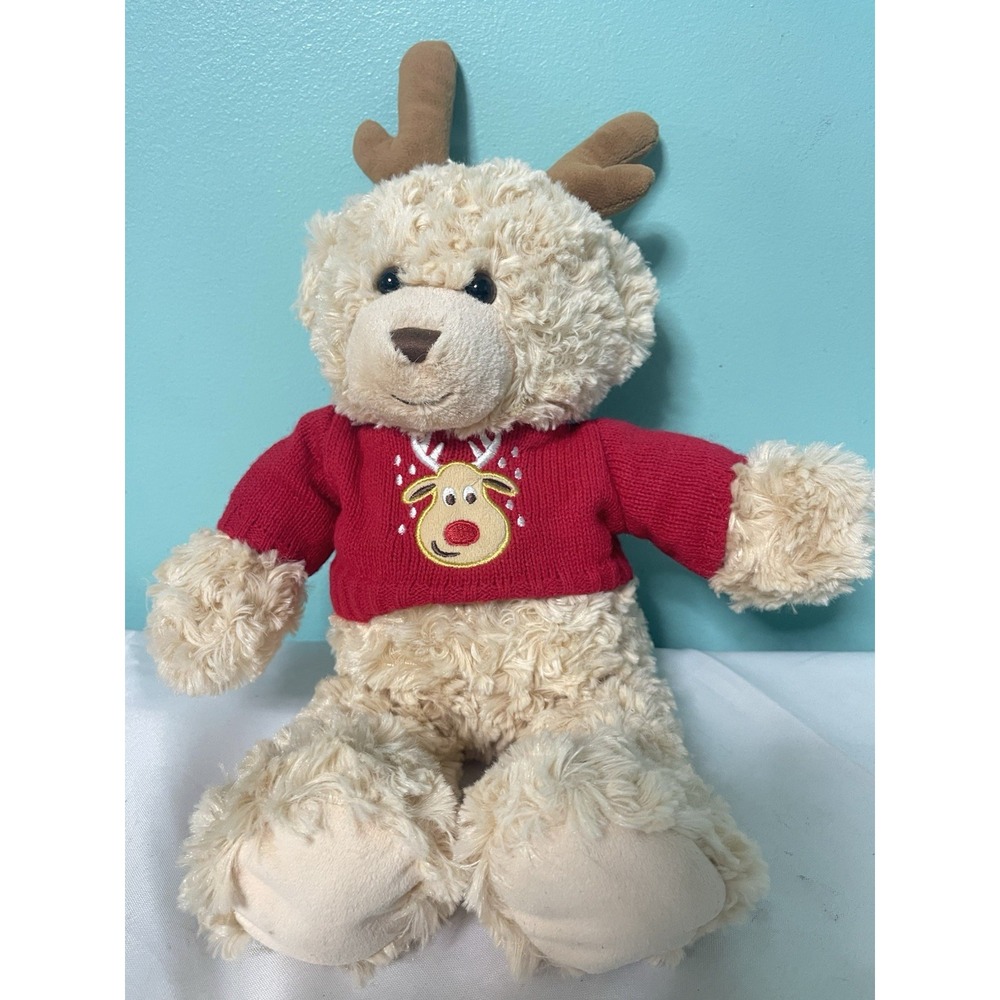 New York & Company NY&C PlushTeddy Bear 2016 Christmas Reindeer Red Sweater binT